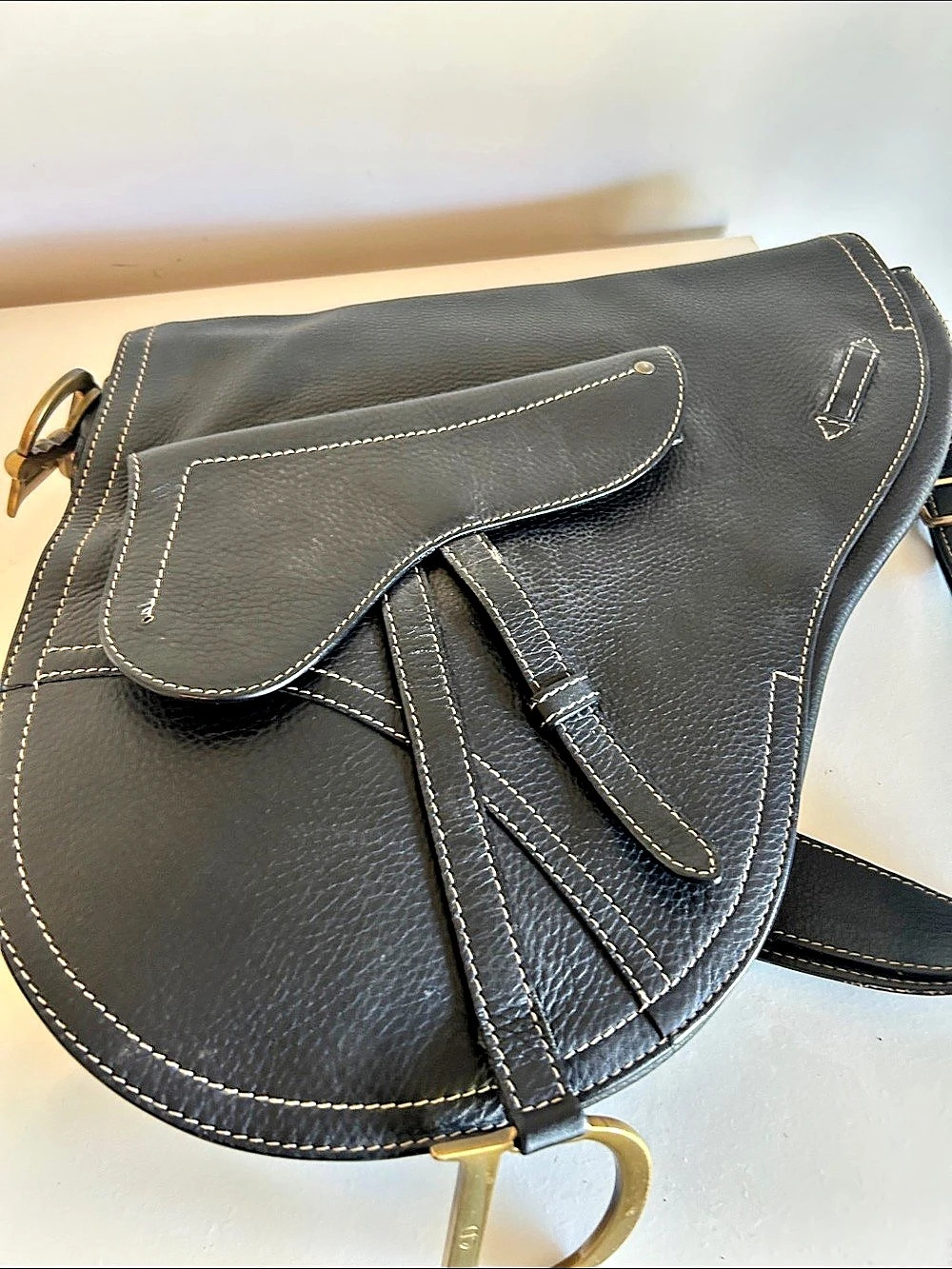 Christian Dior Saddle Bag Shoulder Bag Black Very Good Condition